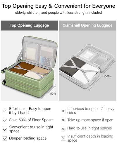Hanke 26 Inch Expandable Luggage Top Opening Checked Bag Luggage Hard Shell Suitcases with Wheels Lightweight Travel Luggage Heavy Duty Luggage Suitcase with Lock for Woman Men-Bamboo Green - color: Bamboo Green, size: 26 Inch Expandable
