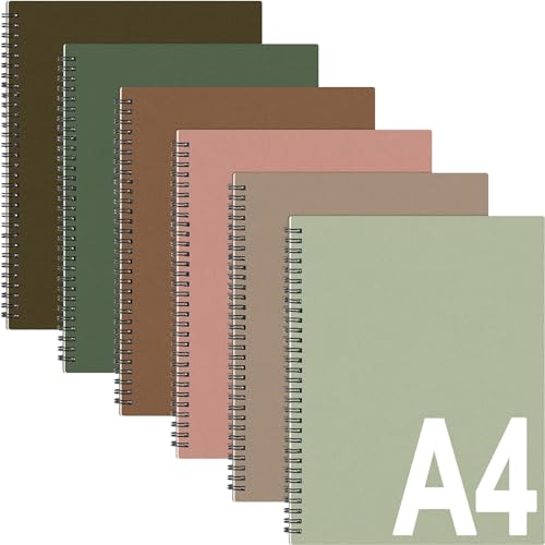 Glenmal 6 Pcs Spiral Notebook for Work A4 8.5 x 11'' | College Ruled Spiral Journal Notebook Kraft Cover Ruled Paper, 120 Sheets 240 Pages for Office Study Supplies(Elegant Color) - color: Elegant Color
