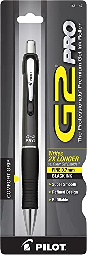 Pilot, G2 Premium Gel Roller Pen, Fine Point 0.7 mm, Black - color: Gray Barrel