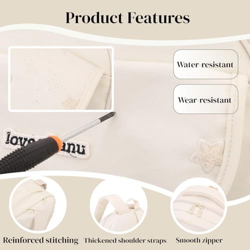 EKUIZAI Solid Girls Rolling Backpack for Kids Roller Bookbag with Wheels for Middle School Students Girls Trolley Backpack, White - color: A-6-wheel White, style: 6 Wheels