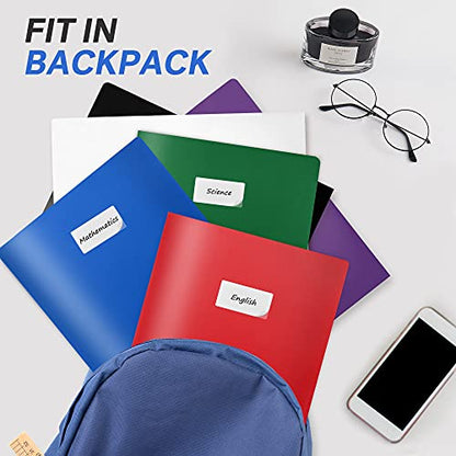 Sooez 6Pack Folders with Pockets, Pastels Colors, Heavy Duty Pocket Folder, Plastic Folders with Pockets, 2-Pocket Folder Bulk, Aesthetic File Folder, Back to School Office Filing Supplies - color: Classic Colors