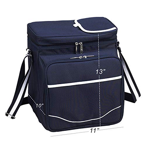Picnic at Ascot Original Insulated Picnic Basket/Cooler Equipped with Service for 2- Designed, Assembled & Quality Approved in the USA - color: Trellis Blue