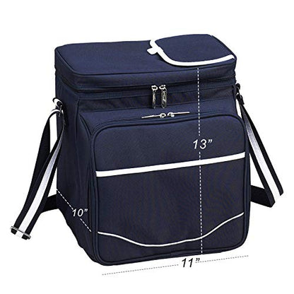 Picnic at Ascot Original Insulated Picnic Basket/Cooler Equipped with Service for 2- Designed, Assembled & Quality Approved in the USA - color: Trellis Blue