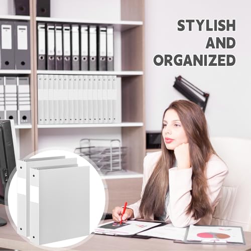Henoyso 36 Pcs White 1.5 Inch 3 Ring Plastic Binder Bulk, 1 1/2 Inch Soft Flexible Binders Three Round Rings Fit 8.5x11 Papers for School Office Home File Organization Supplies - color: White