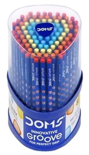 Doms Groove Super Dark Graphite Pencils | Innovative Groove For Perfect Grip | Tumbler Set Of 100 Pieces, Multicoloured, Pack Of 1 (DM8438)