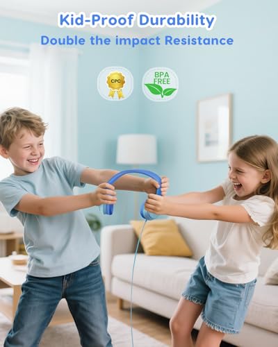 awatrue Kids Headphones, 74/85/94dB Volume Limiter, Foldable Wired Over Ear Headphones for Travel, 3.5mm Jack, Toddler Headphones for School, Chromebook, iPad, Tablet, Blue - color: Blue