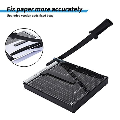 ISDIR Guillotine Paper Cutter 12" with Integrated Pressure Bar – Heavy Duty Metal Base, 15 sheet Capacity, Magnetic Guide & Safety Guard – Precision Trimmer for Cardstock, Crafts, DIY, Photos & Office - color: 12"black1