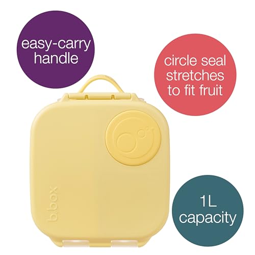 b.box Mini Lunch Box Kids | 4.25 Cup Leak Proof Bento Box for Kids Ages 3+ | 3 Compartment Snack Containers, School Lunch Container, Dishwasher Safe, BPA-Free, PFAS-Free - Lemon Twist - color: Lemon Twist, size: 1-pack