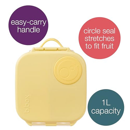 b.box Mini Lunch Box Kids | 4.25 Cup Leak Proof Bento Box for Kids Ages 3+ | 3 Compartment Snack Containers, School Lunch Container, Dishwasher Safe, BPA-Free, PFAS-Free - Lemon Twist - color: Lemon Twist, size: 1-pack