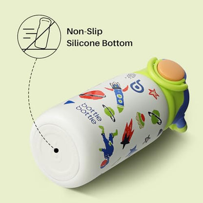 BOTTLE BOTTLE Kids Insulated Water Bottle with Straw Lid and Handle 16 oz Stainless Steel Vacuum Tumbler Water Bottles for School Outdoor Travel Gifts for Boys and Girls Astronaut - color: Astronaut