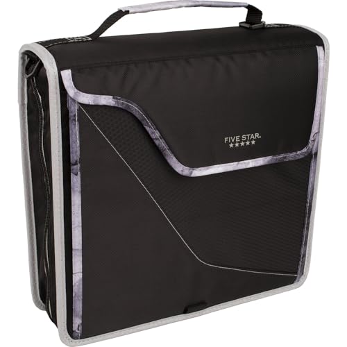 Five Star Zipper Binder, 3 Inch 3-Ring Binder, Expandable Plus Removable Padded Device Case and Expanding File, 700 Sheet Capacity, Includes Multi-Use Strap, Black/Gray (29296IT8) (Pack of 2) - color: Black/Gray, size: 3 Inch (Pack of 2)