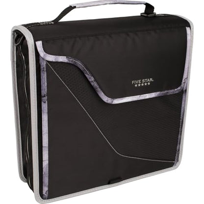 Five Star Zipper Binder, 3 Inch 3-Ring Binder, Expandable Plus Removable Padded Device Case and Expanding File, 700 Sheet Capacity, Includes Multi-Use Strap, Black/Gray (29296IT8) (Pack of 2) - color: Black/Gray, size: 3 Inch (Pack of 2)
