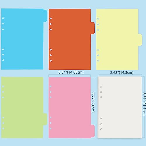 Harphia A5 6 Holes Binder Refill Value Set, 90sheets plain blank loose leaf paper with stickers and dividers, planner inserts with binder pockets for A5 notebook - color: Blank Paper Set, size: A5