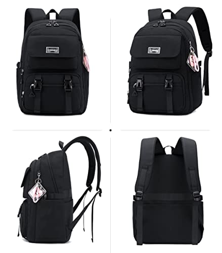 JiaYou Teen Girls Casual Backpack High Middle School Daypack Women Daily Travel Laptop Bag (2# Black, 26 Liters) - color: 2# Black