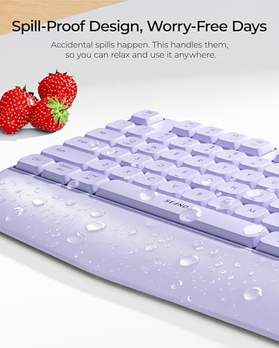 seenda Wireless Bluetooth Keyboard Mouse Combo, Ergonomic Keyboard with Wrist Rest, Silent Mouse, USB & Bluetooth Multi-Device, Full-Size Compatible for Windows PC Laptop Mac MacBook, Purple - color: Purple