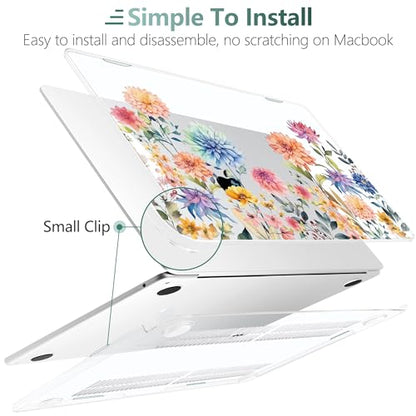 TWOLSKOO for MacBook Air 13 inch Case M5 2026 M4 2025 M3 M2 2024-2022 A3449 A3240 A3113 A2681, Plastic Hard Shell & Keyboard Cover & Screen Film for MacBook Air 13.6 inch Case, Beautiful Flowers - color: Beautiful Flowers D020