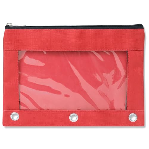 Trail maker 25 Pack Clear Pencil Pouch for 3 Ring Binder Bulk Pencil Pouch Bags for Binder with See Through Window and Zipper | Pencil Pouches for Office, Budgets