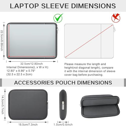 RAINYEAR 13 Inch Laptop Sleeve Compatible with 13.3" MacBook Air/Pro M1 M2 M3 M4 M5 A3449 A3240 A3113 A2681 A2338 Case Bag with Front Pocket Accessories Pouch (Gray, Upgraded Version) - color: Gray(Upgraded Version), size: 13"
