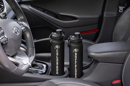Colorado Water Bottle - Black Double Walled Stainless Steel 24 oz Keeps Drinks Cold or Hot - color: Colorado Buffaloes - Black