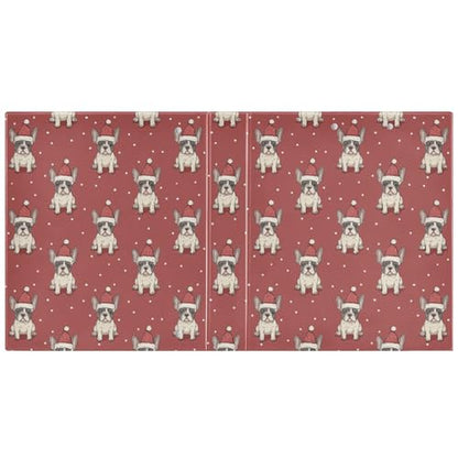 Fustylead Cute French Bulldog Puppy in Santa Hat 3 Ring Binder, D-Rings 1.5" Hardcover Folder, Fits 200 Sheets of A4 Paper, Durable Clipboard & Clean View with Inside Pockets for School Home Office - size: 12.4x10.63x2.36 Inch-1 Pack