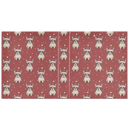 Fustylead Cute French Bulldog Puppy in Santa Hat 3 Ring Binder, D-Rings 1.5" Hardcover Folder, Fits 200 Sheets of A4 Paper, Durable Clipboard & Clean View with Inside Pockets for School Home Office - size: 12.4x10.63x2.36 Inch-2 Pack