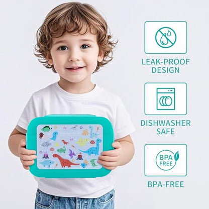 Bento Box for Kids Girls Boys, Adult,8-Compartment Leak-Proof Toddler Lunch Box for School, Drop-Proof Kids Lunch Containers with Insulated Bag, Microwave & Dishwasher Safe, BPA-Free, Green(Green) - color: green