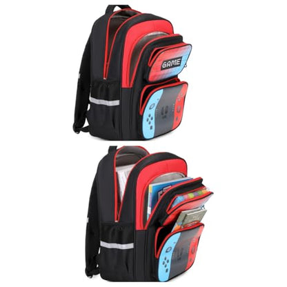 Kids Backpack 3-in-1 Boys Backpack with Lunch Bag and Pencil Case for Teens Middle School, 17 Inch Large Capacity (GAME) - color: GAME