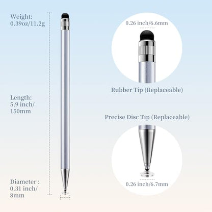 ChaoQ Stylus Pen for Touchscreen 6pcs 2-in-1 Stylus Pen for iPad iPhone | High Sensitivity and Precision Suitable for iPad iPhone Android Tablets and All Touch Screens - (Silver) - color: 6 Silver