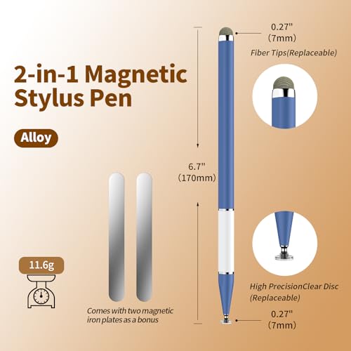 Bopomofo Stylus Pen for Touchscreen,3PCS 2-in-1 Magnetic Stylus Pen | High Sensitivity & Precision Stylus,Extended Pen Body Design,Compatible with Touch Screens(6 Tips+2 Magnetic Sheets) - color: Pink/Purple/Blue