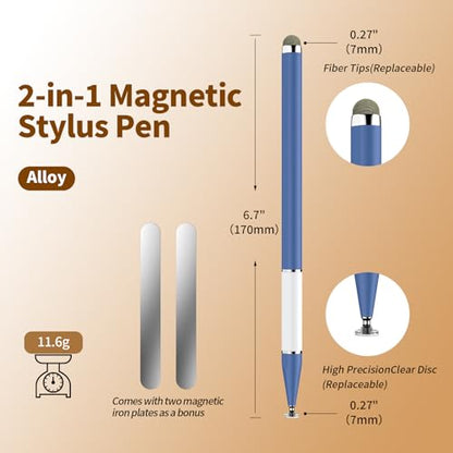 Bopomofo Stylus Pen for Touchscreen,3PCS 2-in-1 Magnetic Stylus Pen | High Sensitivity & Precision Stylus,Extended Pen Body Design,Compatible with Touch Screens(6 Tips+2 Magnetic Sheets) - color: Pink/Purple/Blue