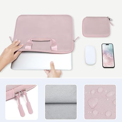 MOSISO Laptop Case 13.3 inch, 13-13.3 inch Laptop Sleeve Bag Compatible with MacBook Air/Pro 13 / Pro 14, HP Dell ASUS, Neoprene Carrying Computer Bag with Handle&Detachable Small Case, Pink - color: Pink, size: 13.3 inch