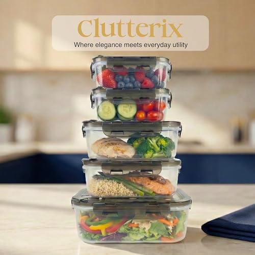 BPA-Free Plastic Airtight Food Storage Containers with Vented Lids, 5-Pack Assorted Sizes (2×1.7, 2×3.4 & 1×5.9 Cups) for Meal Prep and Leftovers - size: Pack of 5 (2×1.7, 2×3.4 & 1×5.9 Cup)