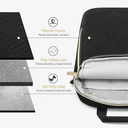 MoKo 15-inch Puffer Laptop Sleeve Bag for MacBook Air 15" / Pro 14" M5/M4/M3/M2 2026-2023, Galaxy Tab S10 FE Ultra 14.8" 2025, Puffy Laptop Carrying Case with Handle & Shoulder Strap, Black - color: Black, size: 15.6 Inch