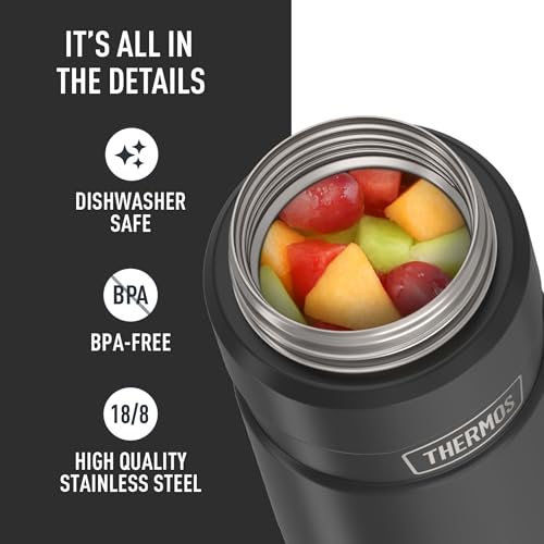 THERMOS Stainless King Vacuum-Insulated Food Jar, 24 Ounce, Matte Black - color: Matte Black, size: 24 Ounce