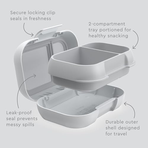 Bentgo Kids Snack Leak-Proof 2 Compartment Bento-Style Container | For Snacks & Small Meals, Easy-Open Latch, Dishwasher Safe, BPA-Free for School, Daycare, & Sports, Ages 3+ (Gray) - color: Gray