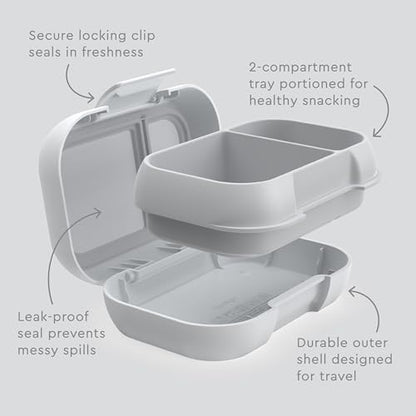Bentgo Kids Snack Leak-Proof 2 Compartment Bento-Style Container | For Snacks & Small Meals, Easy-Open Latch, Dishwasher Safe, BPA-Free for School, Daycare, & Sports, Ages 3+ (Gray) - color: Gray