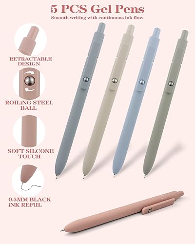 54Pcs Aesthetic School Supplies Set with Large Pastel Pencil Case 12 Dual Tip Highlighters, 6 Gel Pens, 5 Black Pens, 5 Mechanical Pencils (0.5-2.0mm) for Students Stationary College Essentials Gifts - color: Pink