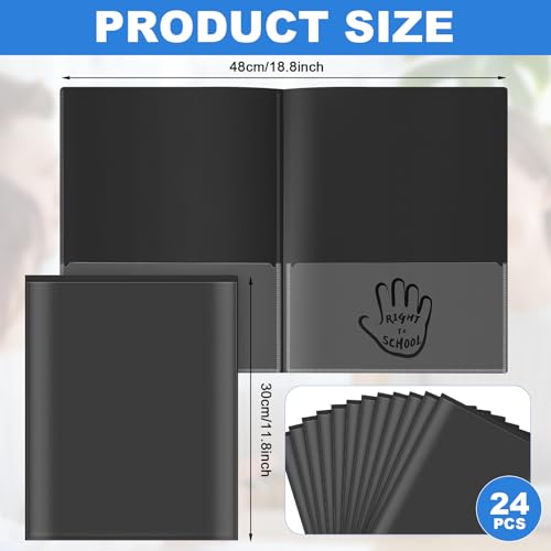 Henoyso 24 Pcs School to Home Folder with Pocket Plastic Heavy Duty Clipboard Folder with Clear Front Pocket Homework Take Home Folders for School Students Parent Teacher Communication(Black) - color: Black