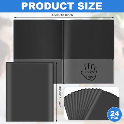 Henoyso 24 Pcs School to Home Folder with Pocket Plastic Heavy Duty Clipboard Folder with Clear Front Pocket Homework Take Home Folders for School Students Parent Teacher Communication(Black) - color: Black