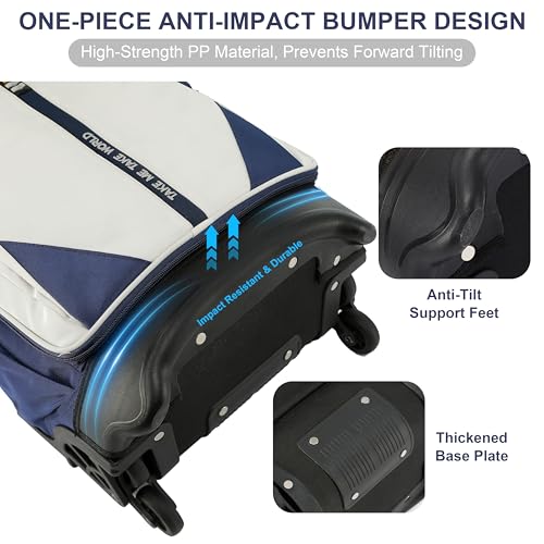 NEW TILAMI 18 Inch Expandable Rolling Backpack with 6-Wheel Stair Climbing, Waterproof Wheeled School Bag with 15.6" Laptop Sleeve for Boys Girls, Carry-on Luggage 98cm Dual-Height Handle - White - color: White