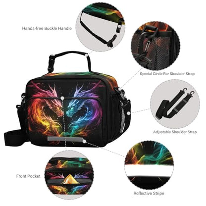 Color Flame Dragon Kids Lunch Box Insulated Lunch Bags Cooler Tote Bag with Removable Shoulder Strap for Boy Girl Student 20847458 - color: Flame Dragon