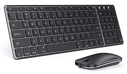 seenda SKM64-2 Bluetooth Keyboard and Mouse Combo for Mac, MacBook and iPad | 3-device Bluetooth switching, rechargeable, quiet keys/clicks, compact slim design for office and home use, Black & Gray - color: Black & Gray