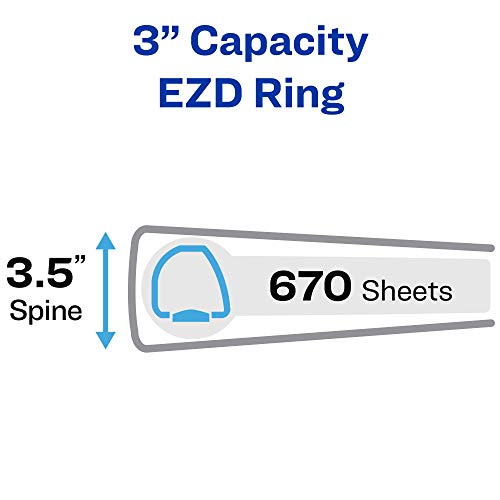Avery Heavy-Duty View 3 Ring Binder,3 Inch One Touch EZD Rings,670-Sheet Capacity,3.5 Inch Wide Spine,1 Black Binder (79693),(Pack of 4) - size: 3" (Pack of 4)