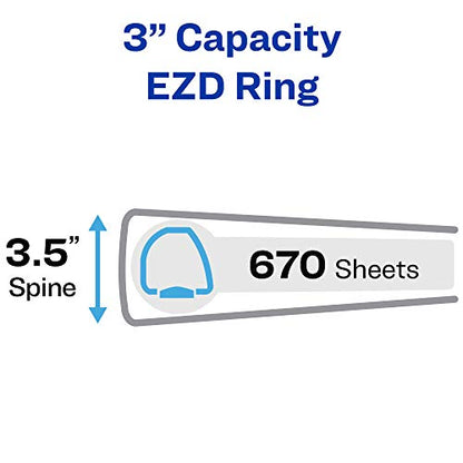 Avery Heavy-Duty 3 Ring Binder, 3 Inch One Touch EZD Rings, 3.5 Inch Spine, 1 Black Binder (79983) - size: 3"