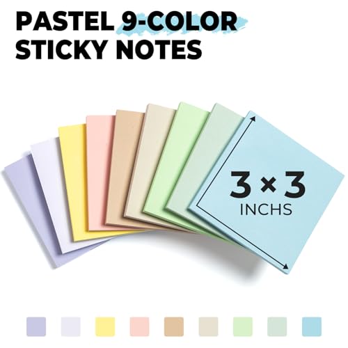 M&G 18 Pads Sticky Notes 3x3 Inch, Self Sticky Notes 9 Soft Pastel Colors, Easy to Stick Self-Stick Note Pads, Office and School Supplies for Home, Desk, and Notebook Use, 50 Sheets/Pad - style: Pastel 9 Colors（900 Sheets）