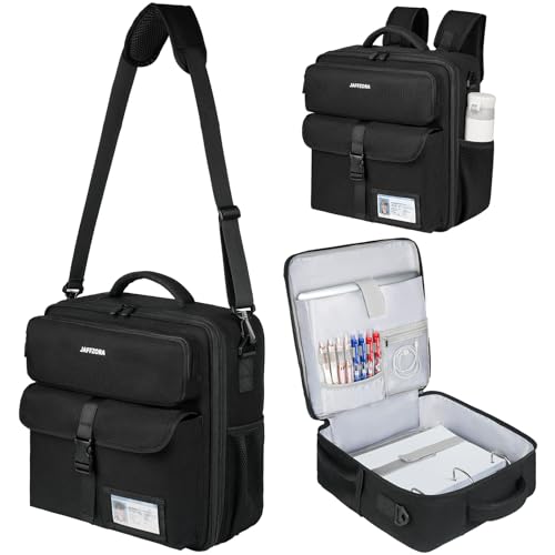 Zipper Binder 3 Ring 3 Inch with Shoulder Strap, Large Binder Backpack with Zipper Fits 13 Inch Laptop for College Office Travel, 700 Sheets Capacity,Black - color: Black