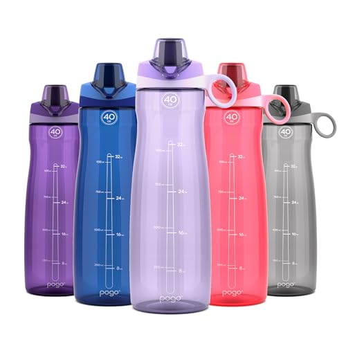 Pogo 40oz Plastic Water Bottle with Chug Lid and Carry Handle, Reusable, BPA Free, Dishwasher Safe, Perfect for Travel, School, Outdoors, and Gym, Lilac - color: Lilac, size: 40 Ounces