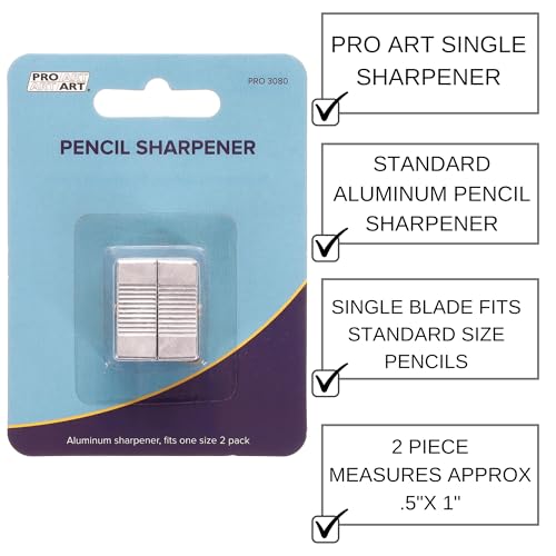 Pro Art Single Sharpener 2pc, Pencil Sharpener, Colored Pencil Sharpener Manual, Magnesium Sharpener, Manual Sharpeners Heavy Duty