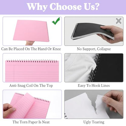 Leooomap 5-Pack Pastel Top Spiral Notebooks, 8.5" x 11" College Ruled Aesthetic Legal Pads, 30 Sheets Each, Easy-Tear Perforated Pages for School, Office, Journaling & Note-Taking Supplies