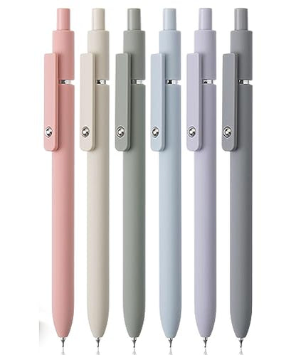 Mr. Pen- Retractable Fine Point Gel Pens, 6 Pack, Morandi Barrels | Fast Dry Black Ink, 0.5 mm Cute Aesthetic Pens for Journaling - color: Morandi Barrels